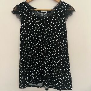Maurices, extra small, black and white polkadot with lace detail￼